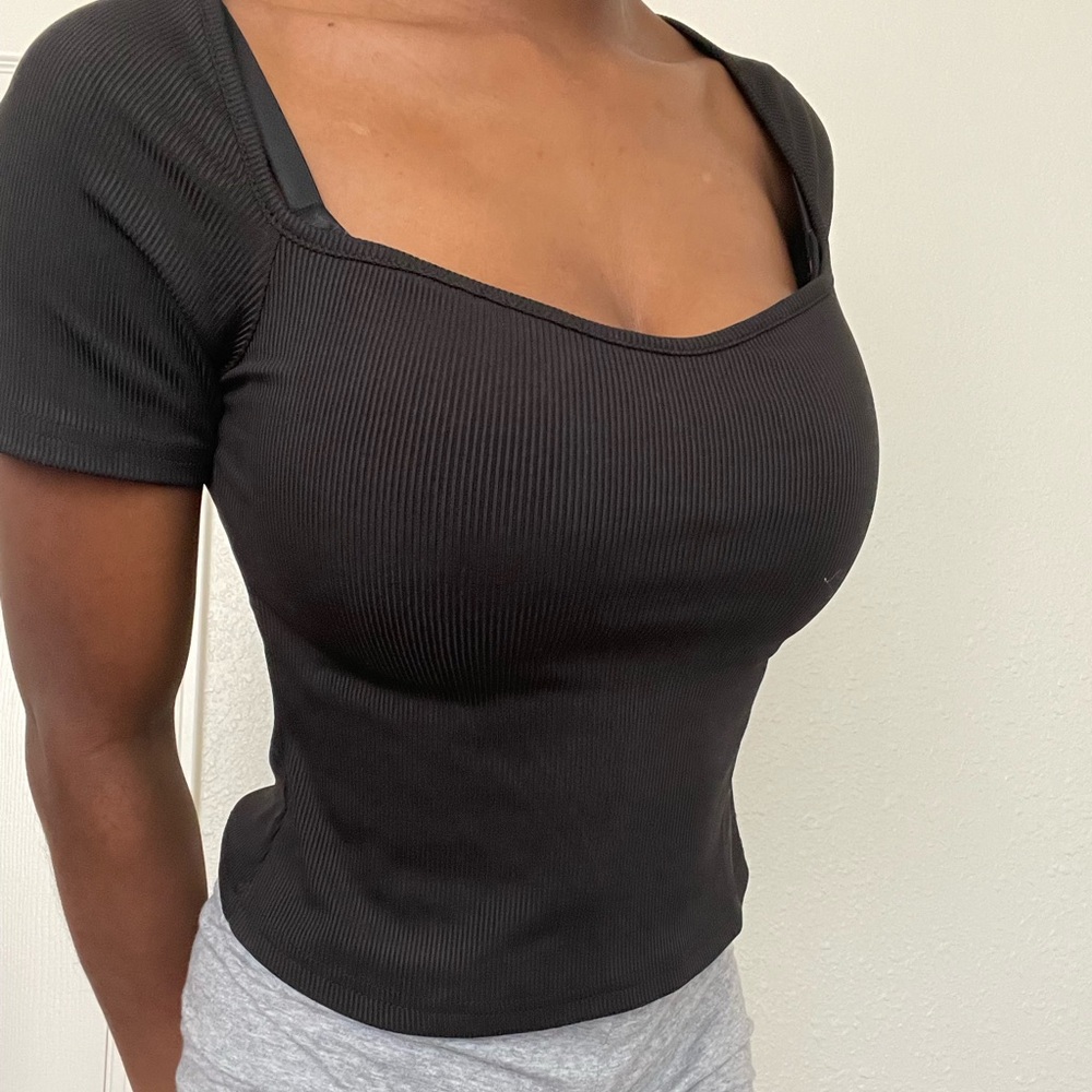 Black Sweetheart Neck Blouse